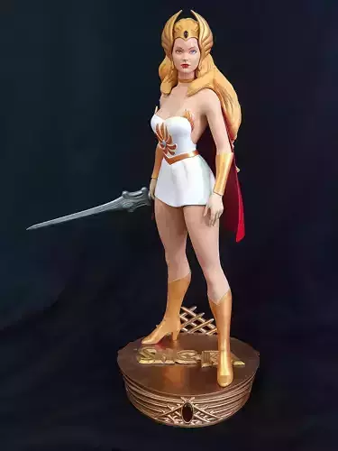 She-ra statue of woman holding sword 3D print model