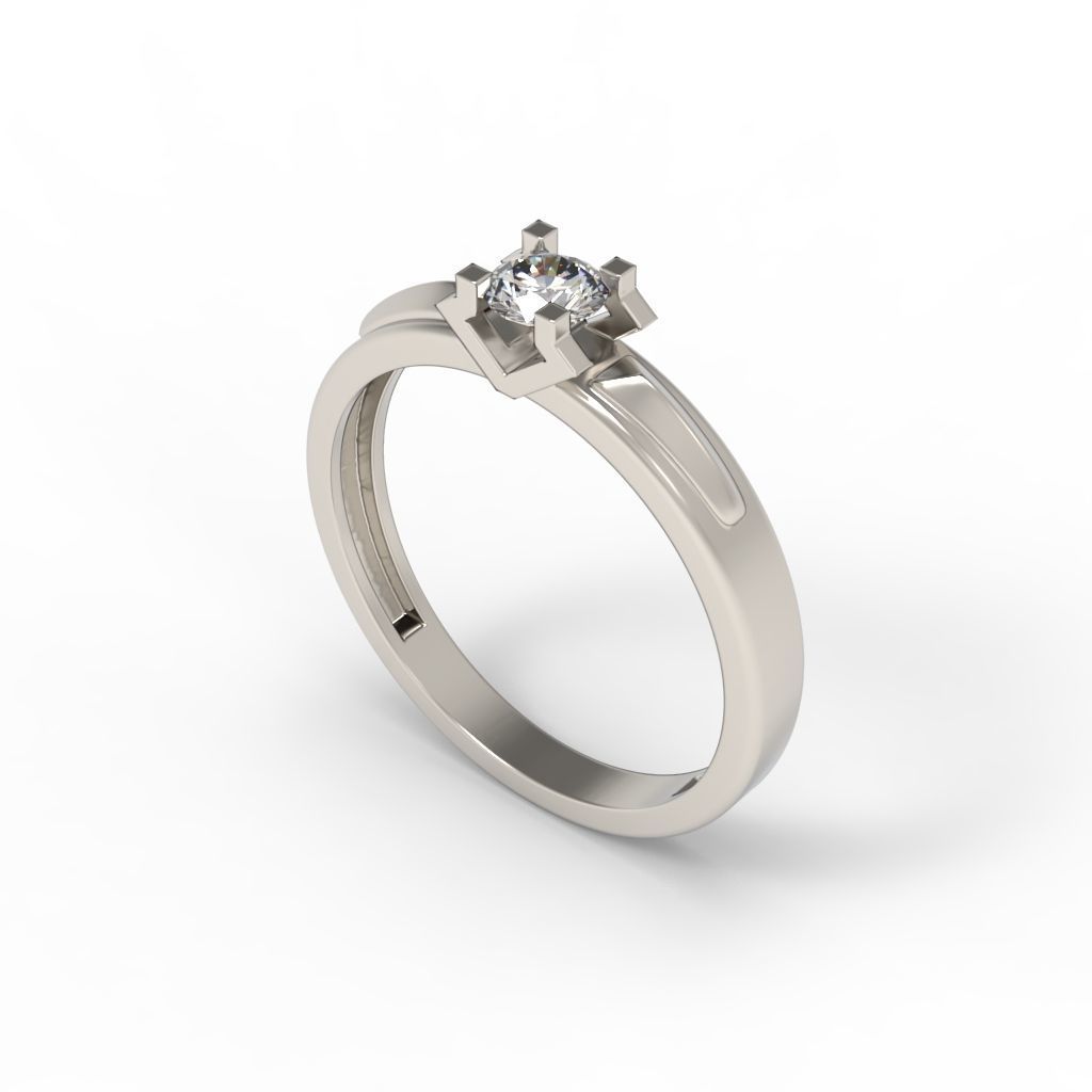 Solitaire women ring  CAD 3dm stl 3D print model_14