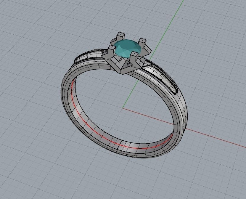 Solitaire women ring  CAD 3dm stl 3D print model_32