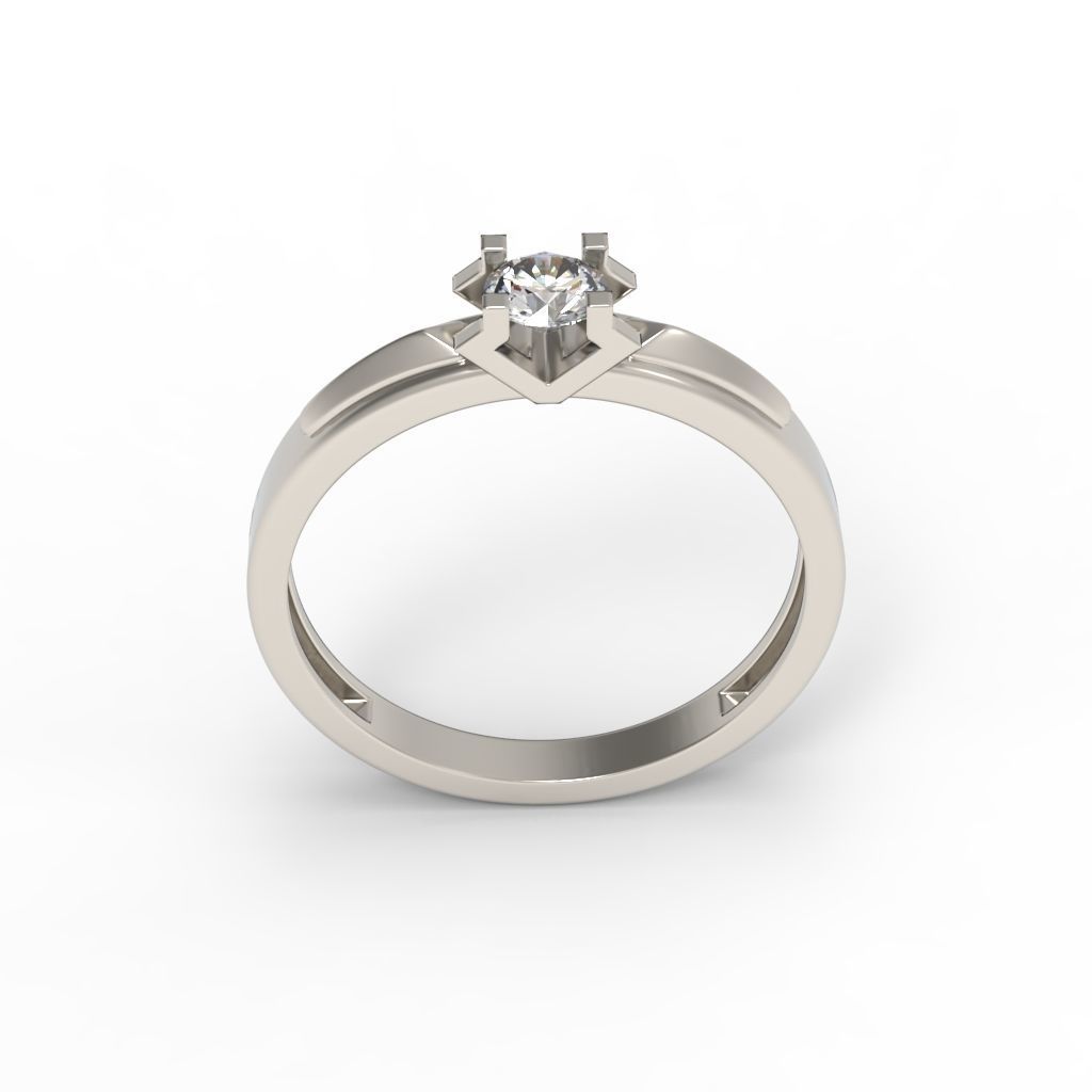 Solitaire women ring  CAD 3dm stl 3D print model_13