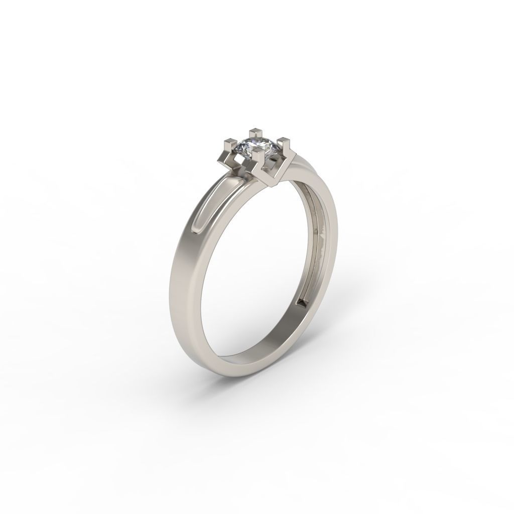 Solitaire women ring  CAD 3dm stl 3D print model_18