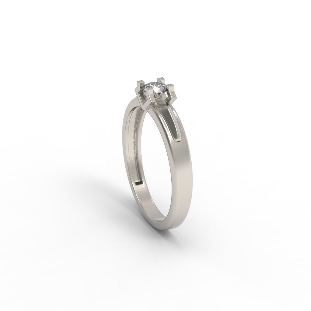 Solitaire women ring  CAD 3dm stl 3D print model_19
