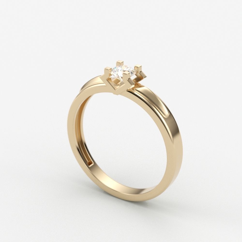 Solitaire women ring  CAD 3dm stl 3D print model_6