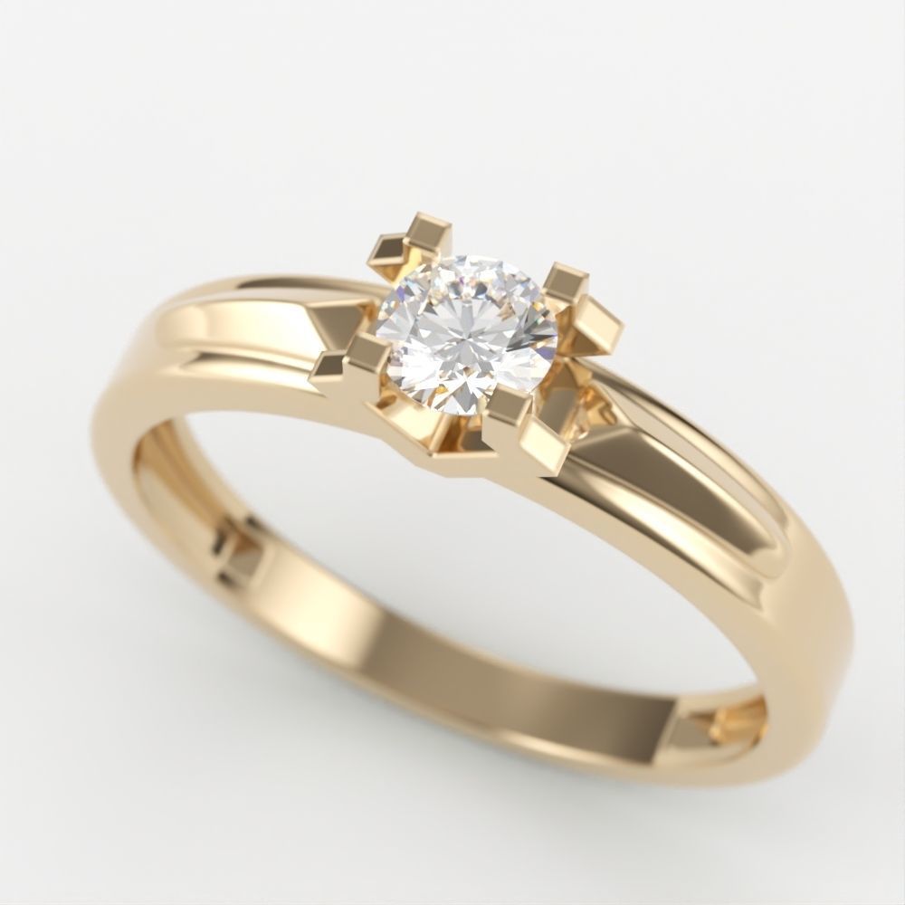 Solitaire women ring  CAD 3dm stl 3D print model_10