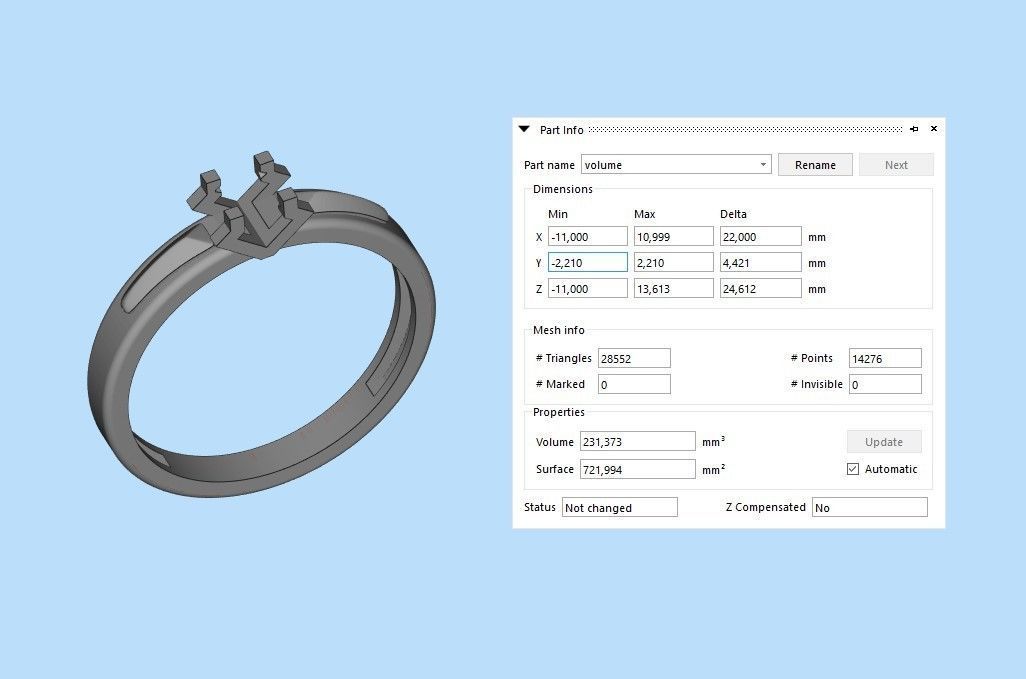 Solitaire women ring  CAD 3dm stl 3D print model_9
