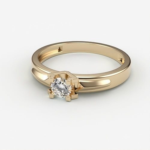 Solitaire women ring  CAD 3dm stl 3D print model