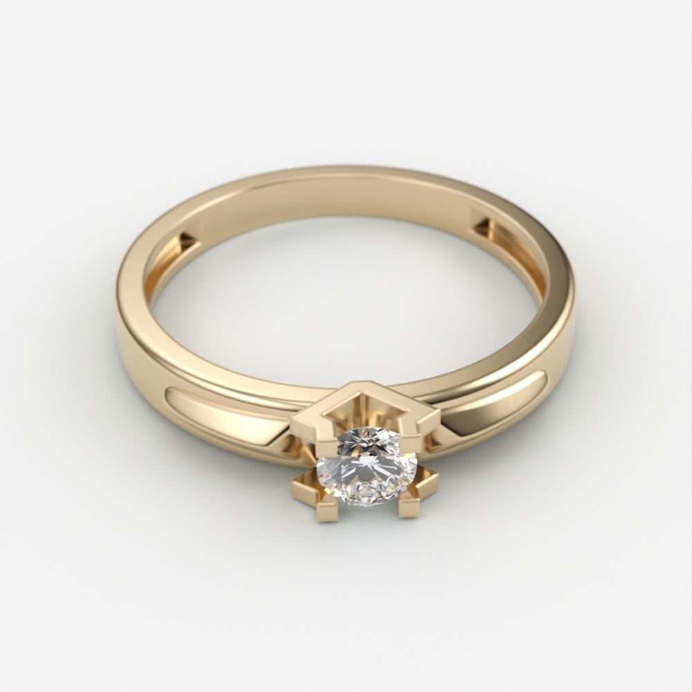 Solitaire women ring  CAD 3dm stl 3D print model_1