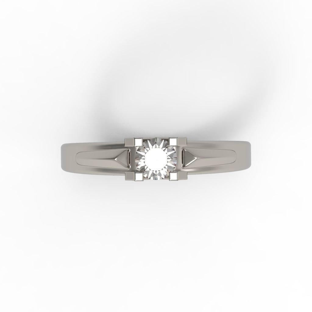Solitaire women ring  CAD 3dm stl 3D print model_17