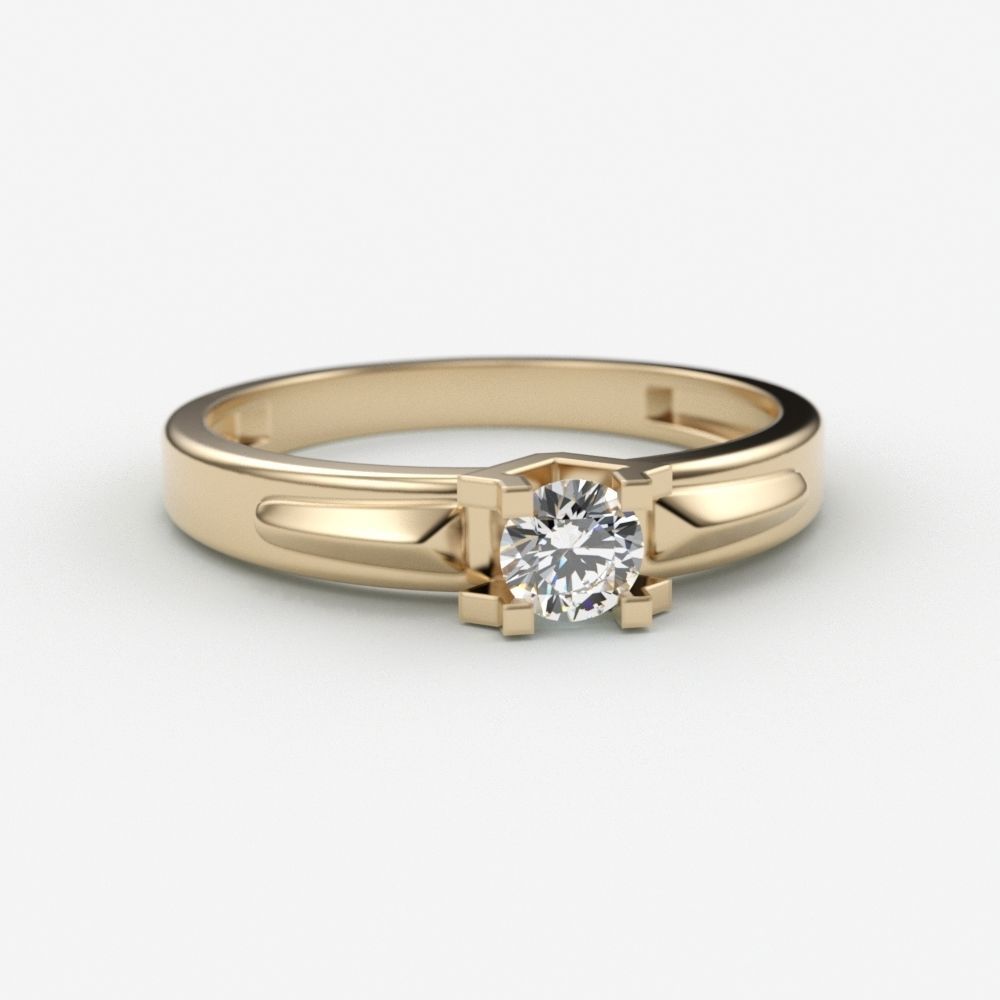 Solitaire women ring  CAD 3dm stl 3D print model_2