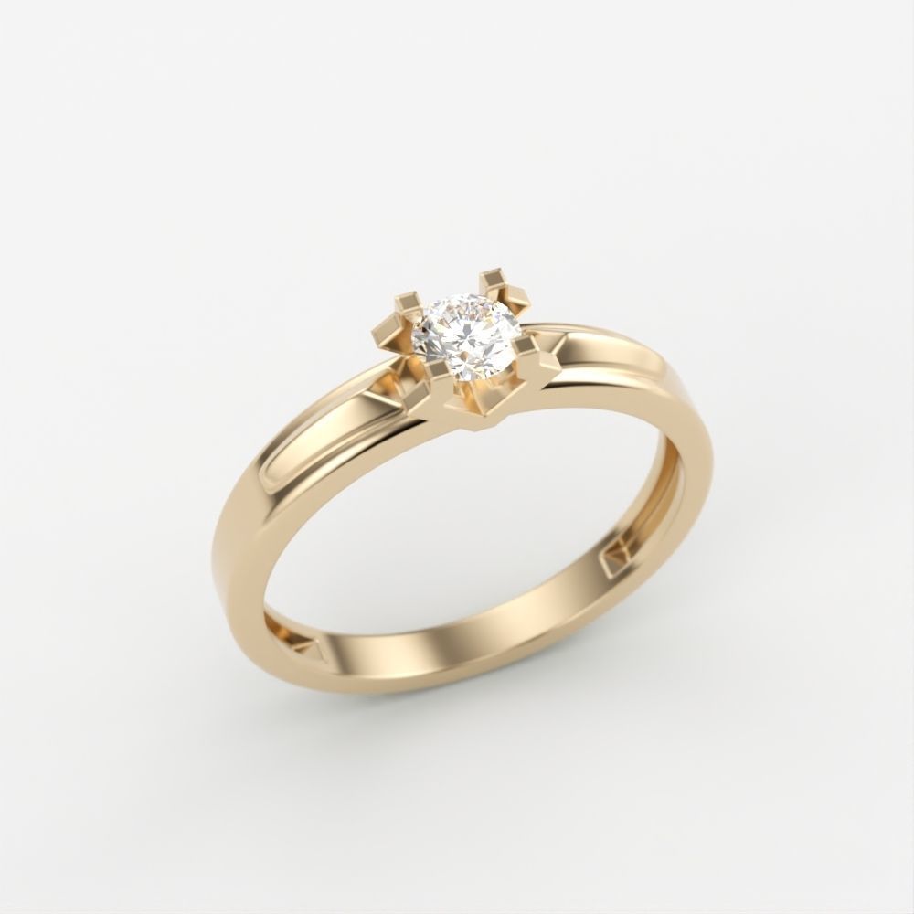 Solitaire women ring  CAD 3dm stl 3D print model_4