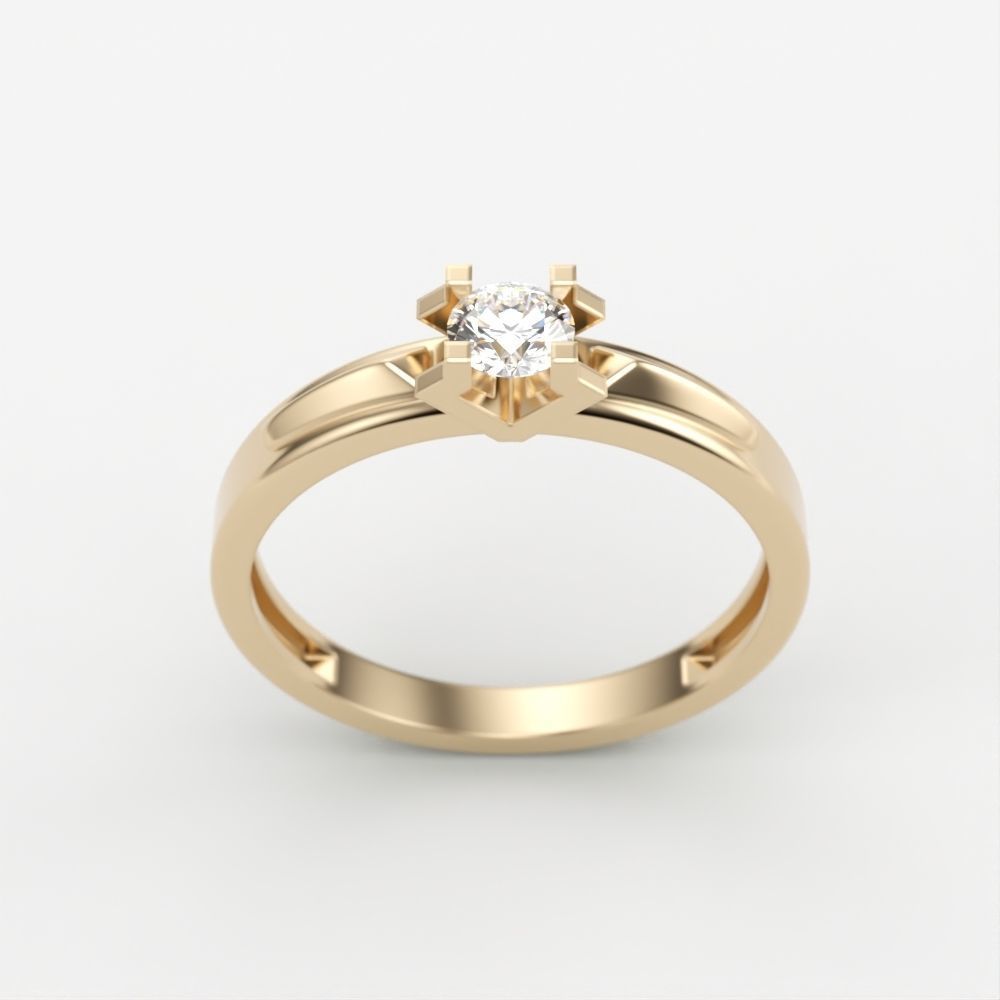 Solitaire women ring  CAD 3dm stl 3D print model_5