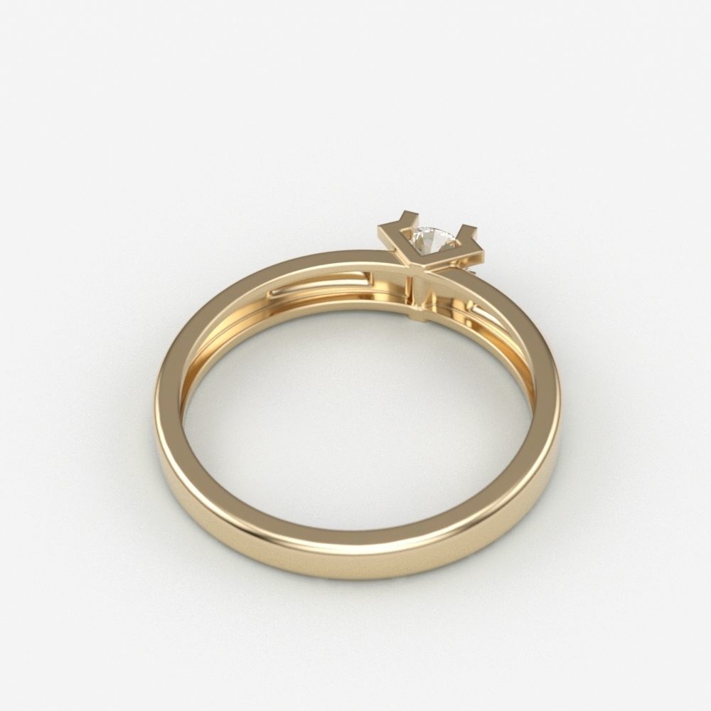Solitaire women ring  CAD 3dm stl 3D print model_3