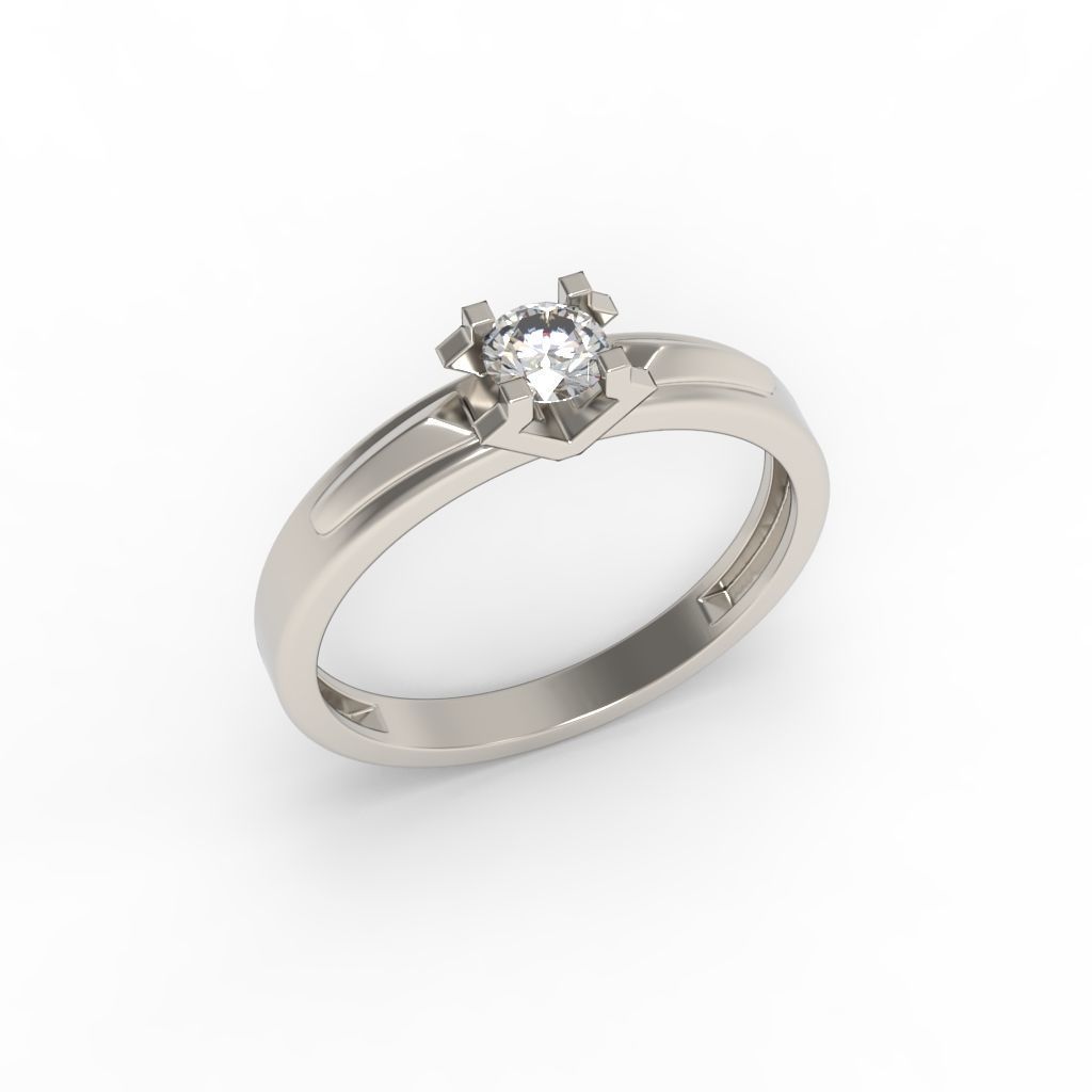Solitaire women ring  CAD 3dm stl 3D print model_12