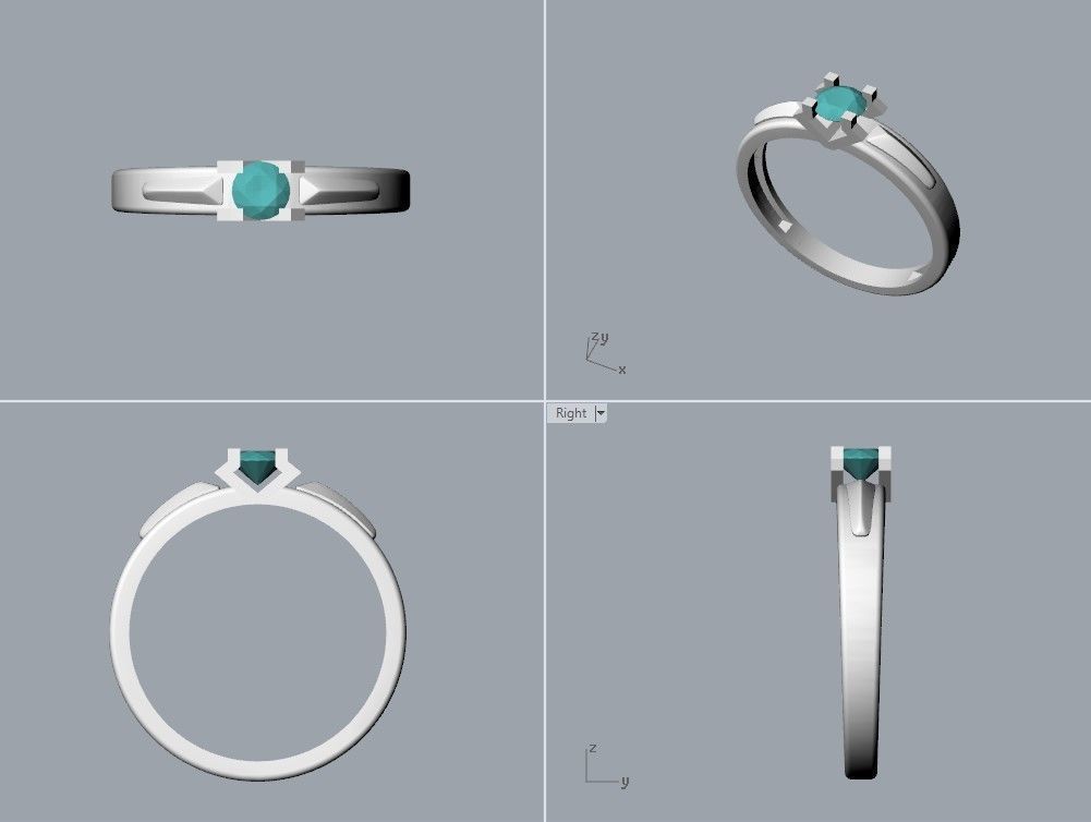 Solitaire women ring  CAD 3dm stl 3D print model_28