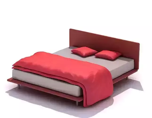 Modern King Size Red Bed 3D model