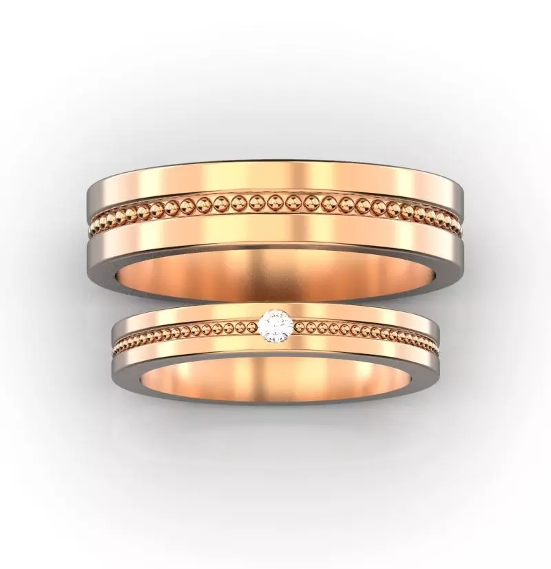 Gold wedding bands Wedding rings with diamond 3D print model