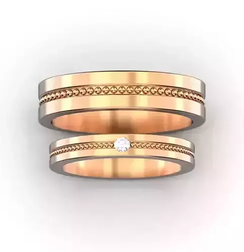 Gold wedding bands Wedding rings with diamond 3D print model