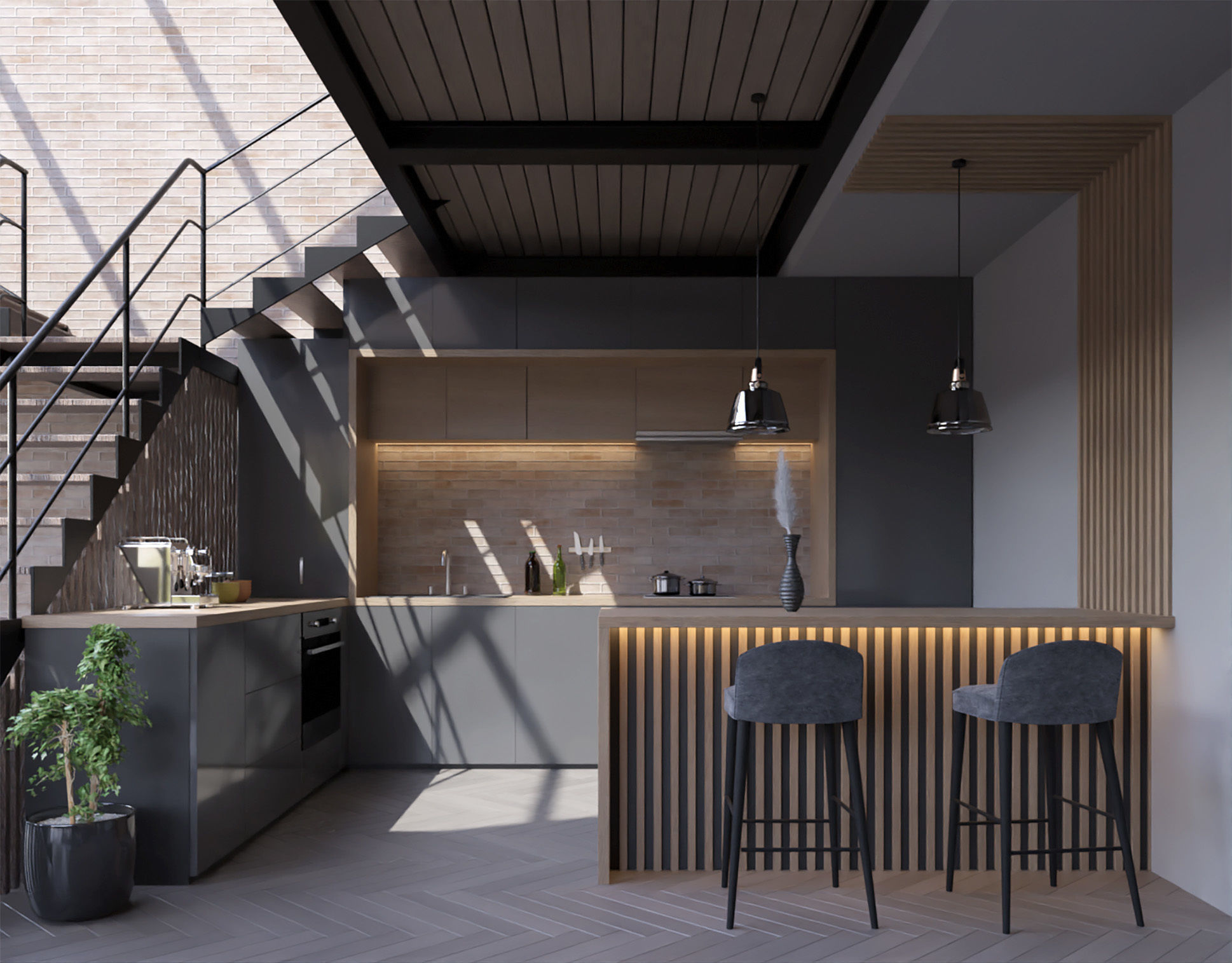 Loft Interior- Modern Apartment 3D model_2