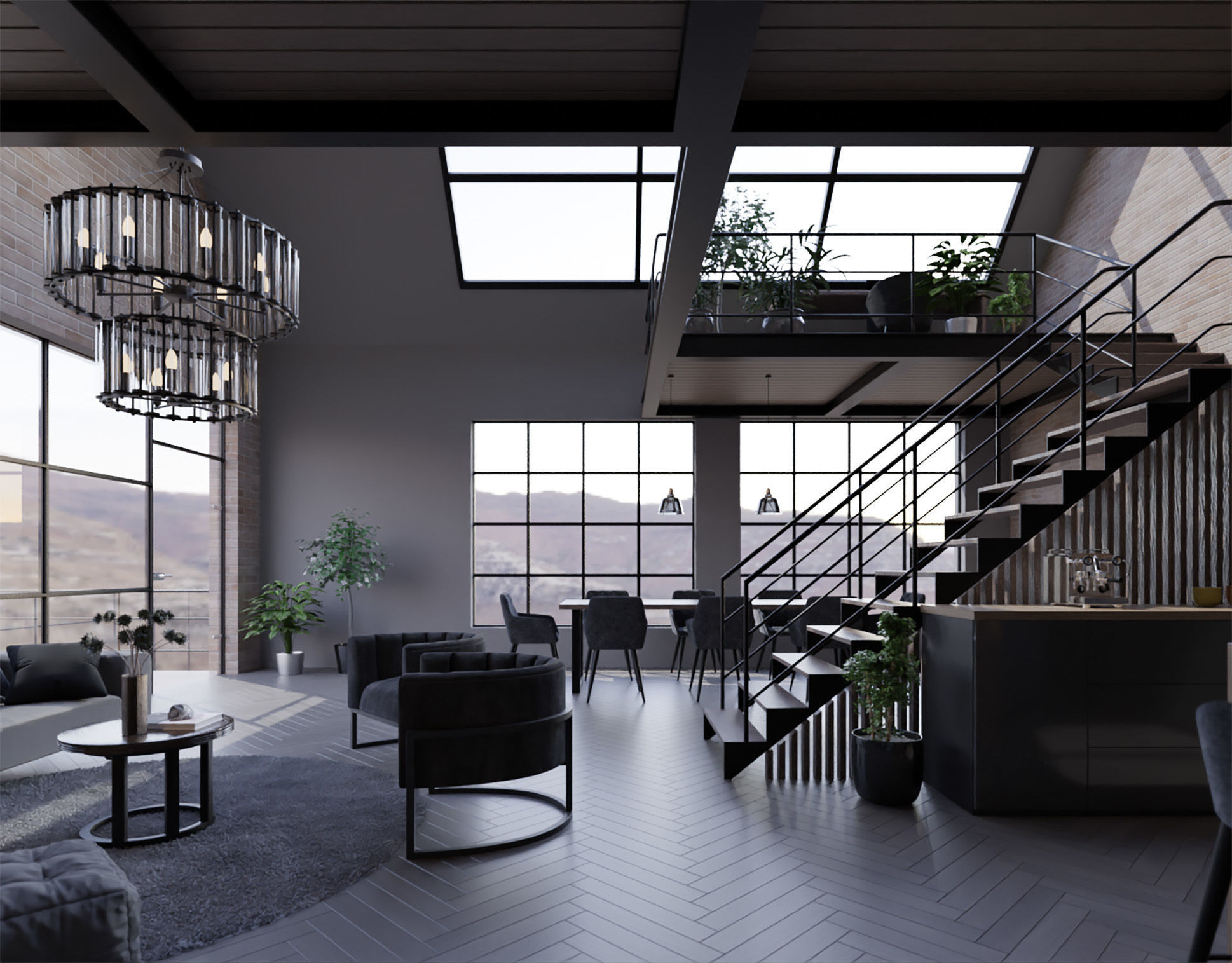 Loft Interior- Modern Apartment 3D model_1