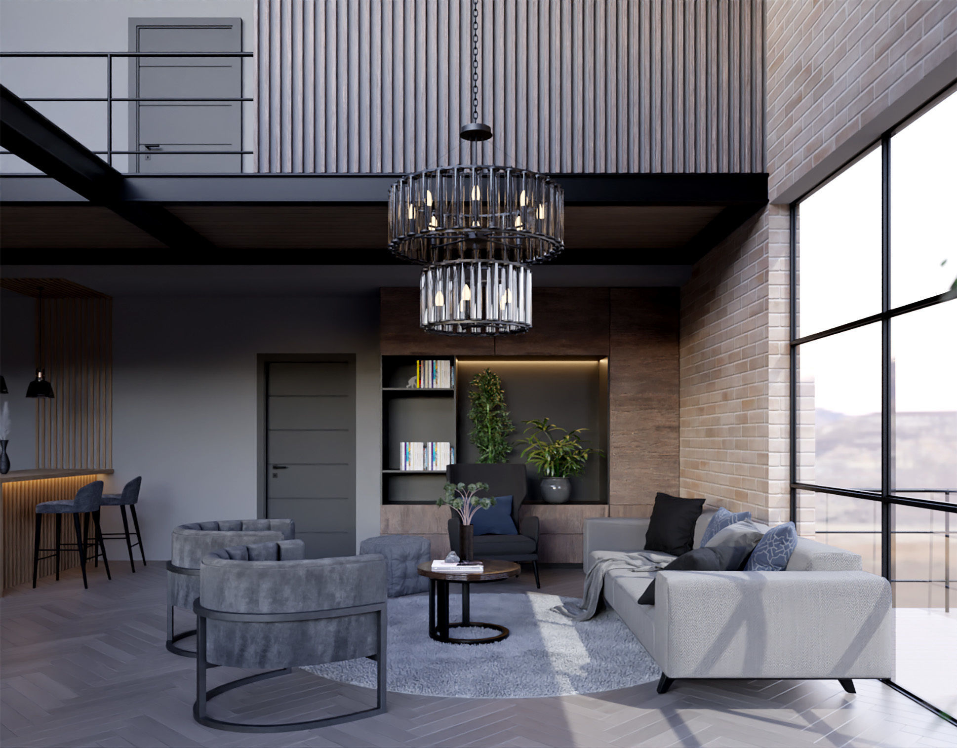 Loft Interior- Modern Apartment 3D model_6