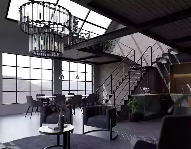 Loft Interior- Modern Apartment 3D model