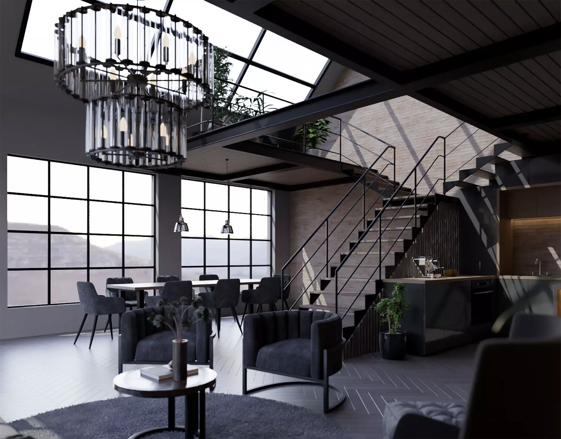 Loft Interior- Modern Apartment 3D model_0