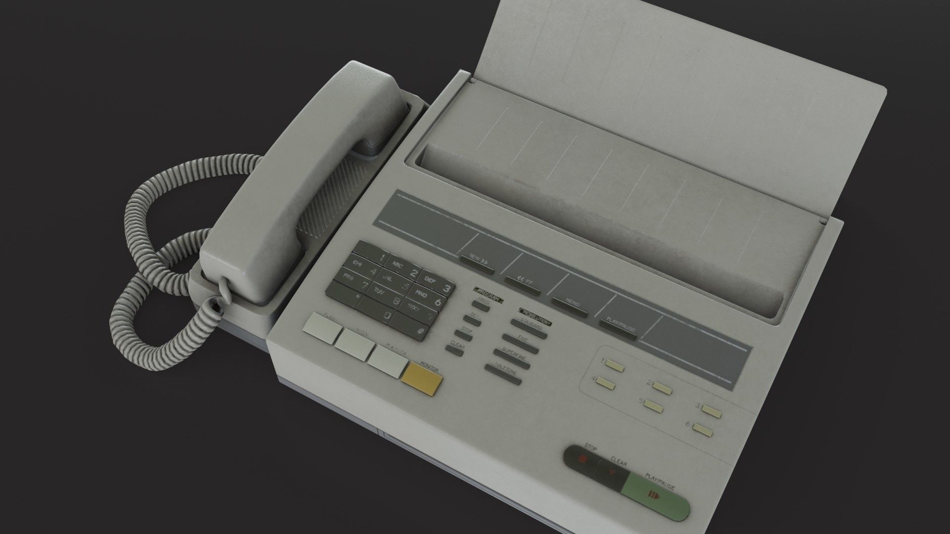 Old Dirty Fax Machine Low-poly 3D model_1