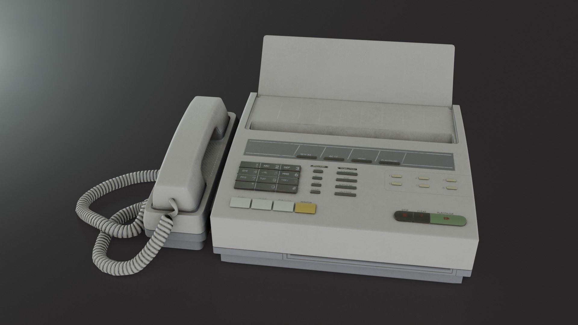 Old Dirty Fax Machine Low-poly 3D model_7