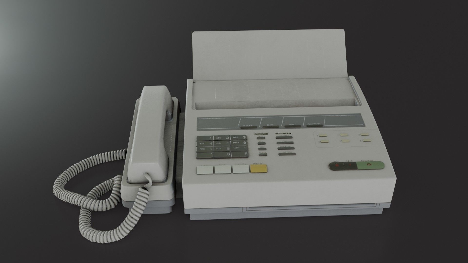 Old Dirty Fax Machine Low-poly 3D model_6