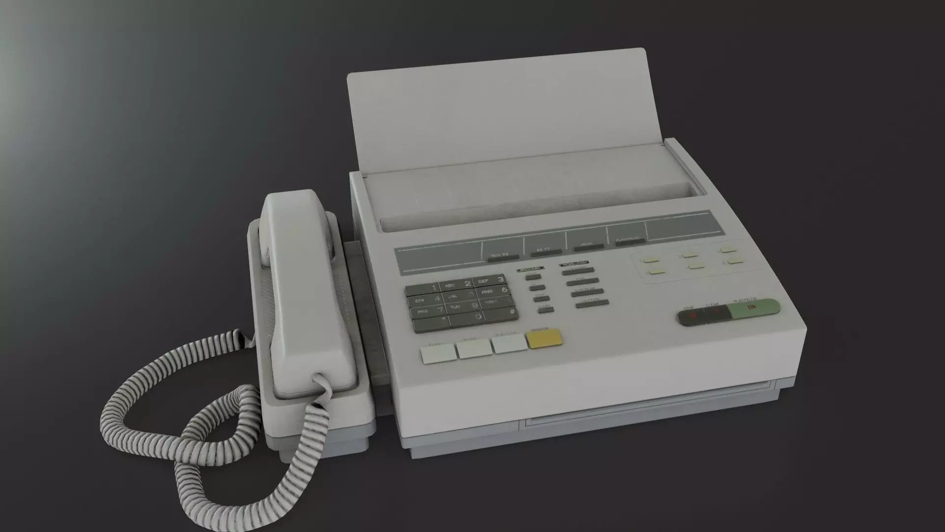 Old Dirty Fax Machine Low-poly 3D model_0