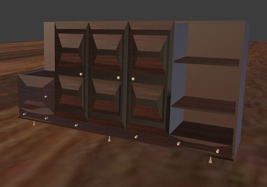 Wardrobe 3d model wooden cabinet 3D model_5