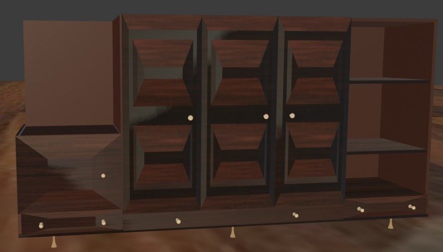 Wardrobe 3d model wooden cabinet 3D model_4