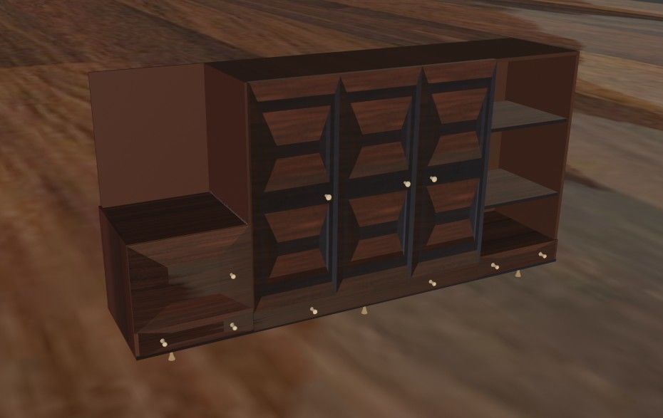 Wardrobe 3d model wooden cabinet 3D model_6