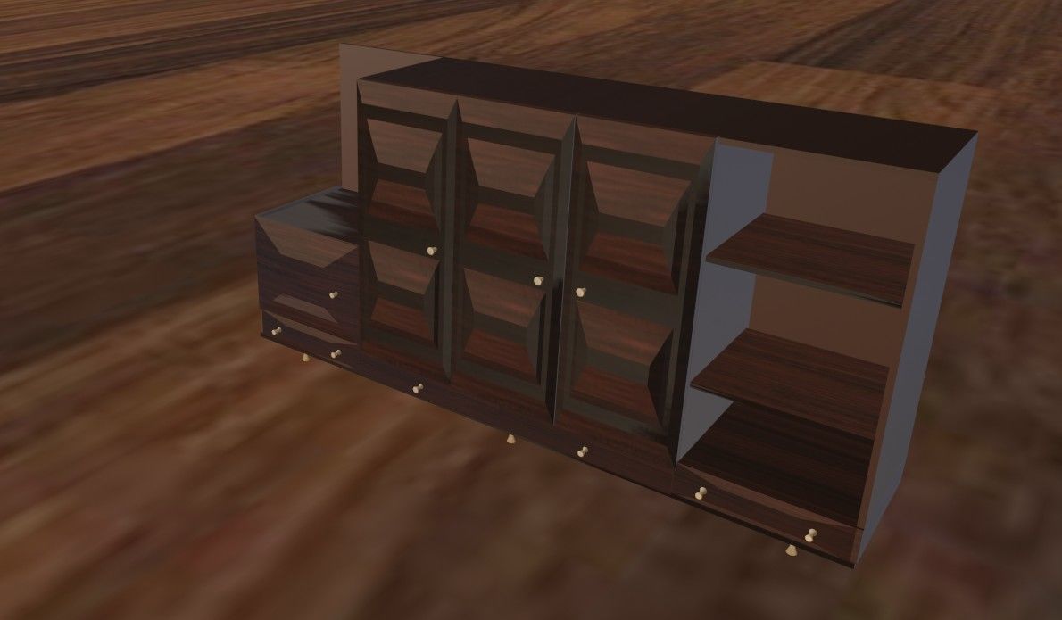 Wardrobe 3d model wooden cabinet 3D model_3