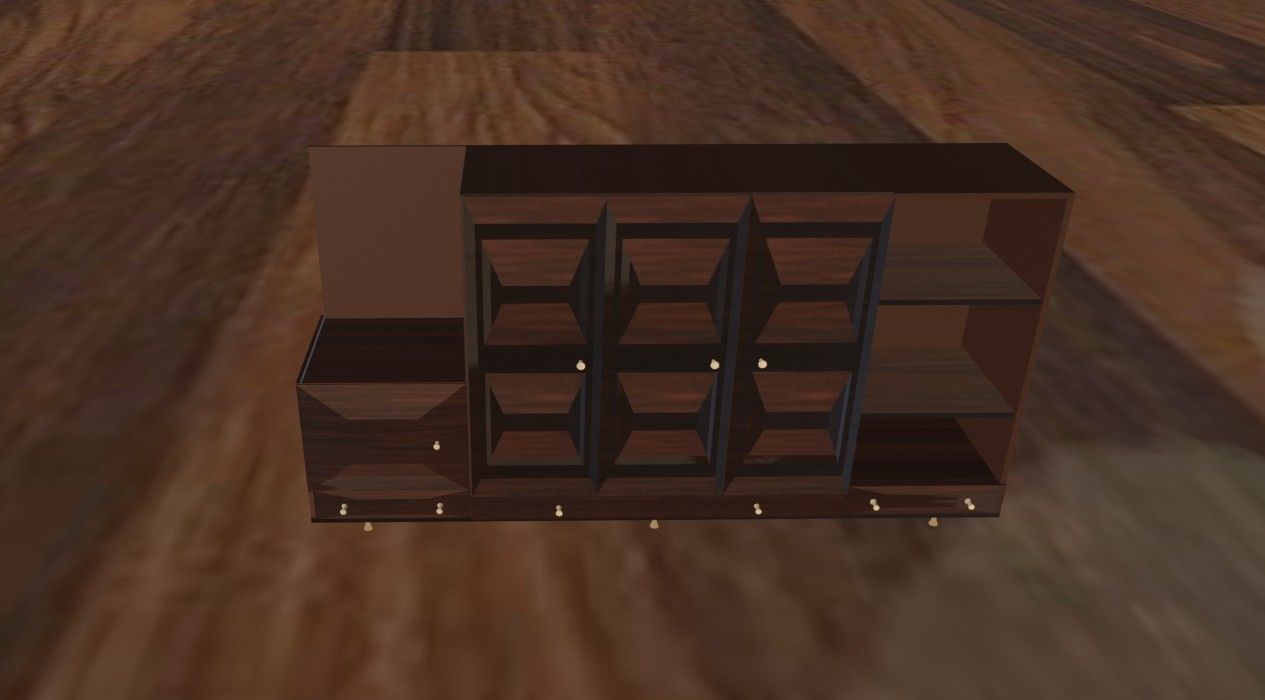 Wardrobe 3d model wooden cabinet 3D model_2