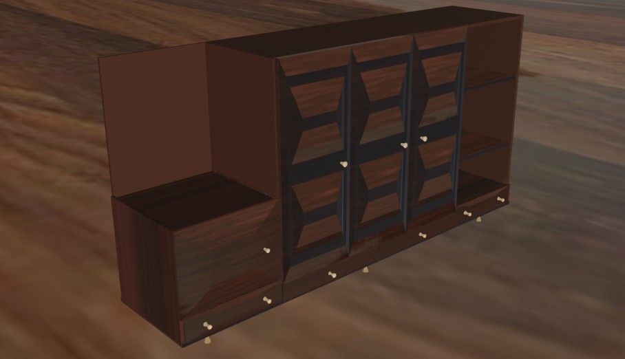 Wardrobe 3d model wooden cabinet 3D model_1
