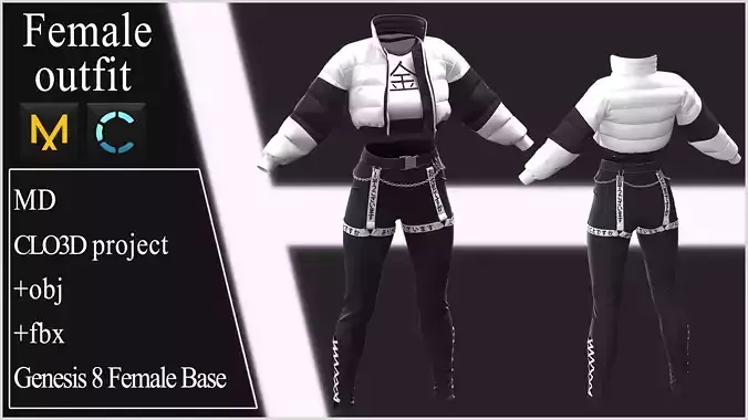 Modern Female Outfit 1 Marvelous Designer project 3D model