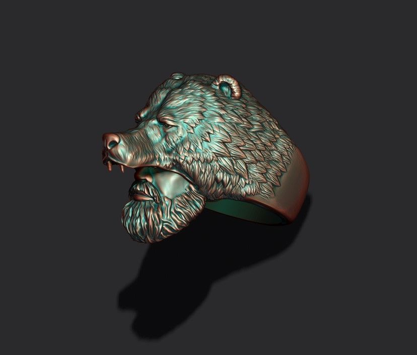Man Bear ring 3D print model_7