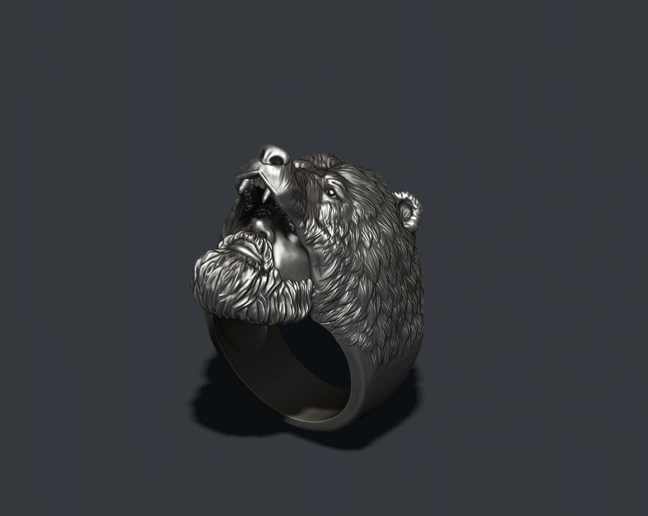Man Bear ring 3D print model_5