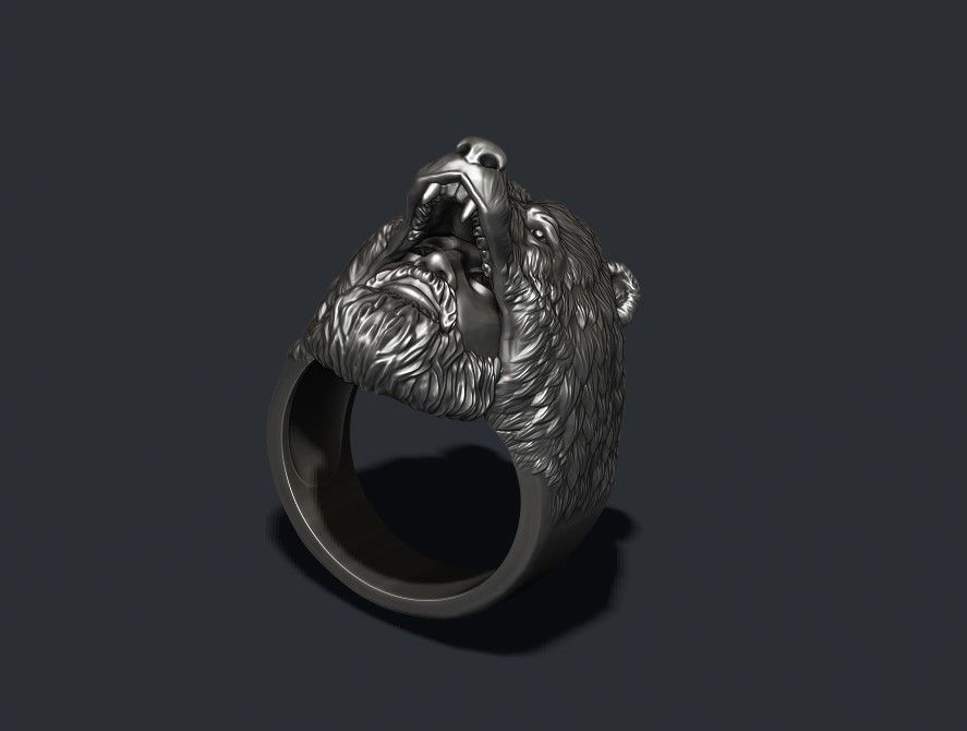 Man Bear ring 3D print model_3