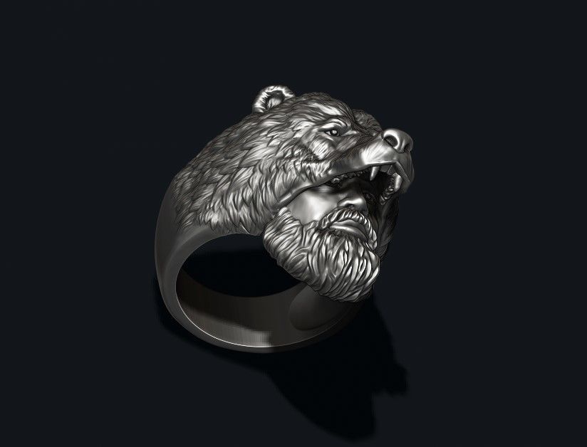 Man Bear ring 3D print model_4