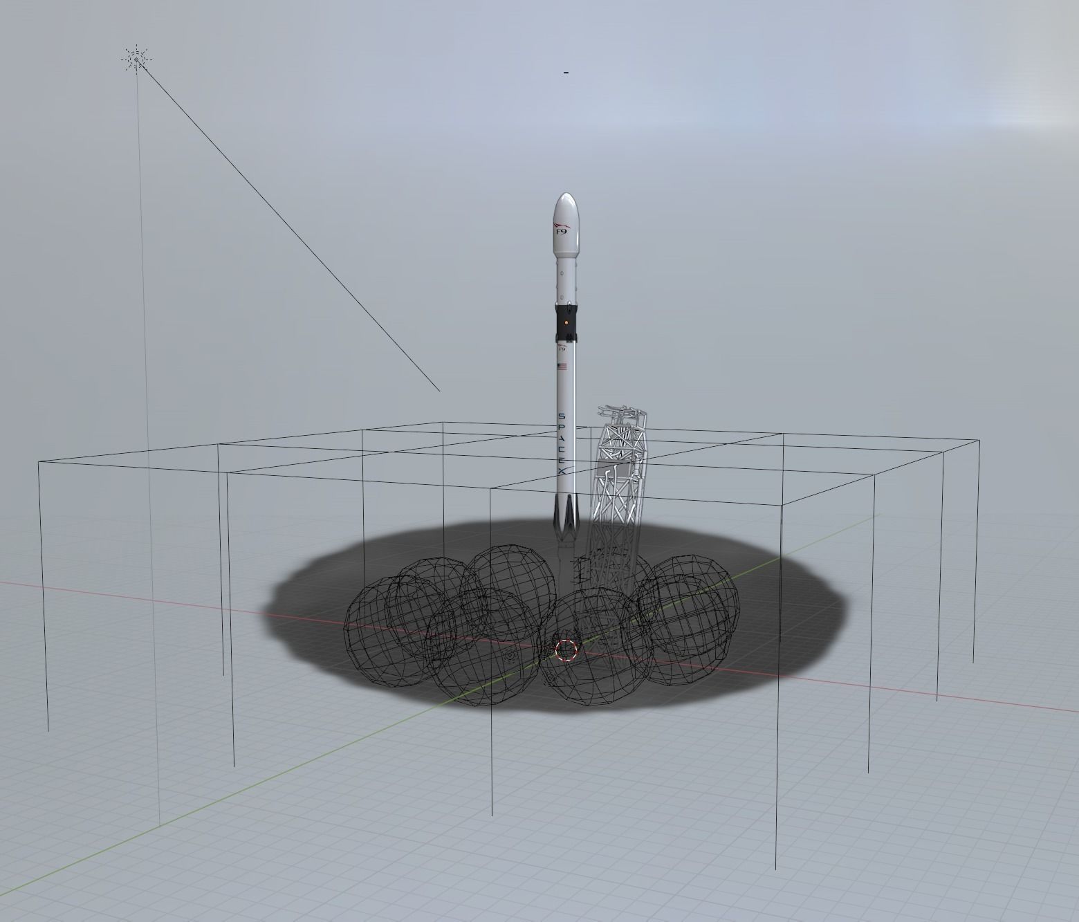 Launch falcon 9 with smoke 3D model_1