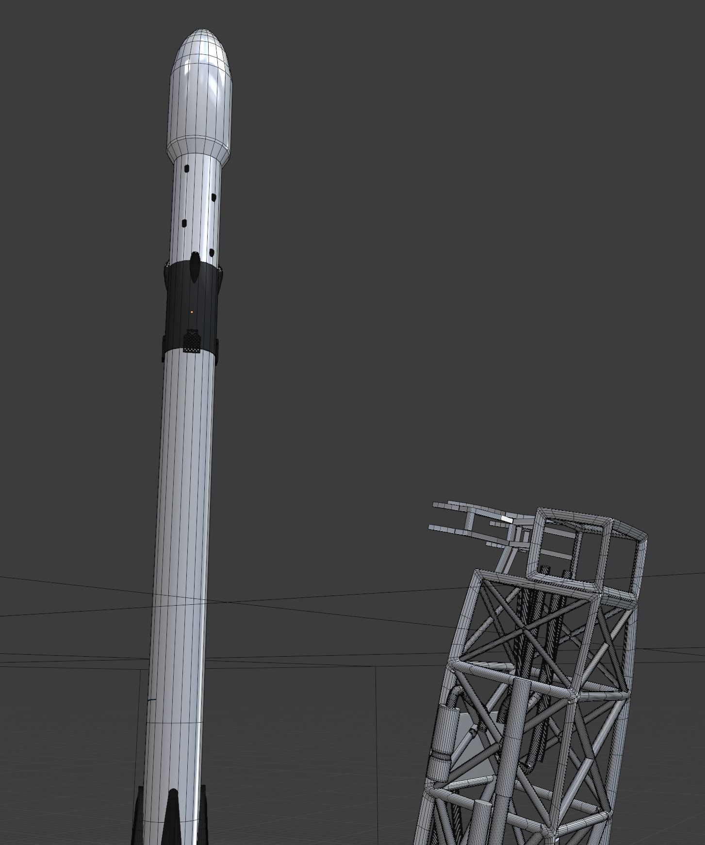 Launch falcon 9 with smoke 3D model_4