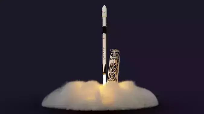 Launch falcon 9 with smoke