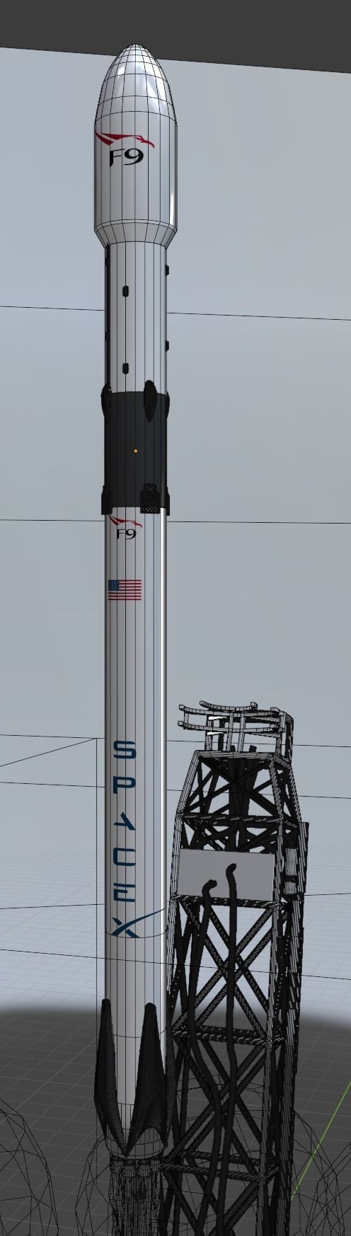 Launch falcon 9 with smoke 3D model_3
