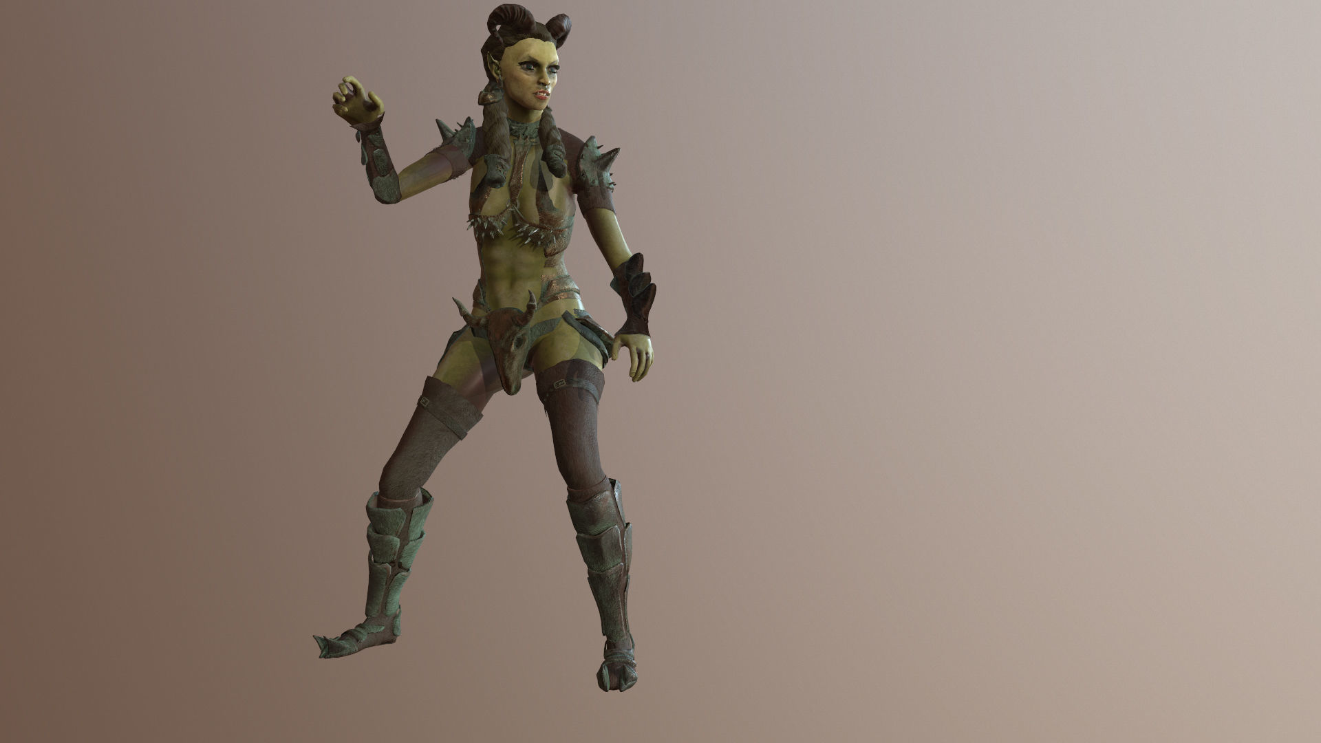Orc Girls Low-poly 3D model_4