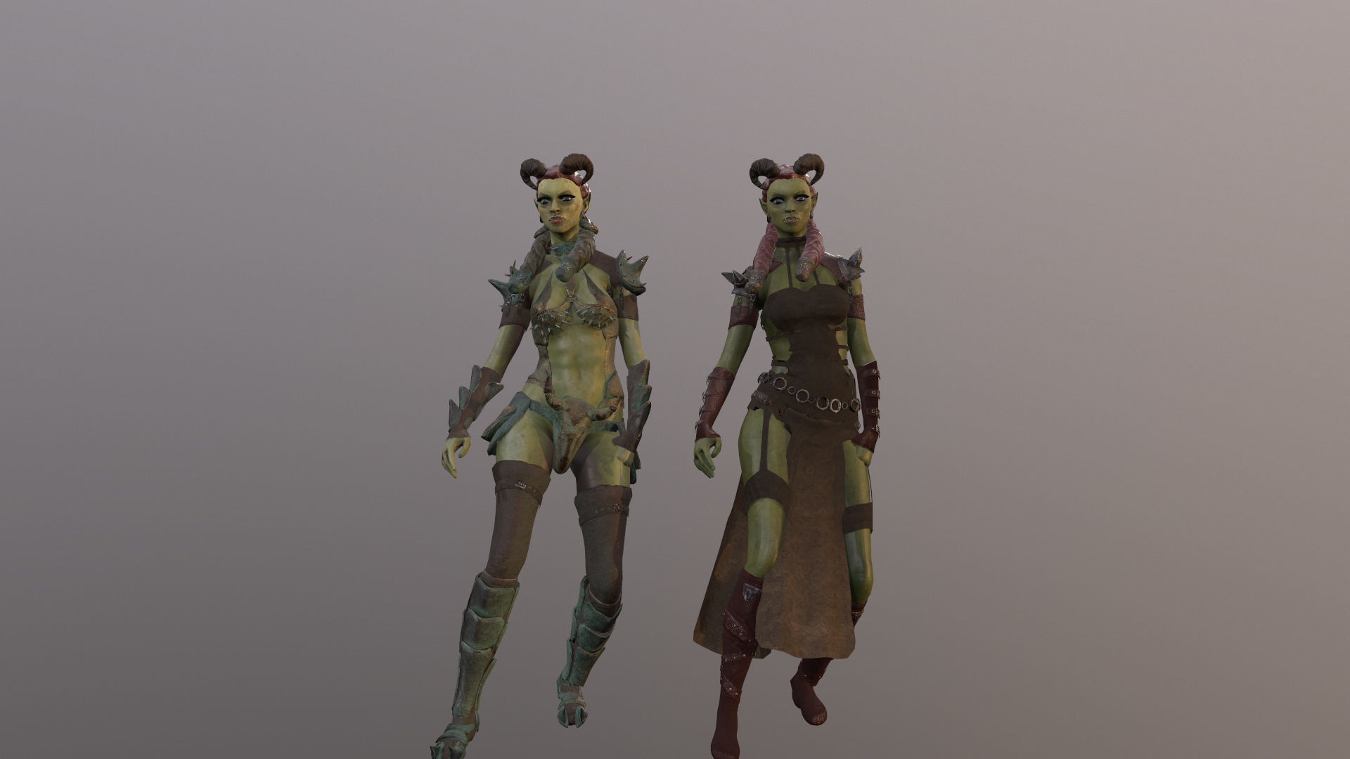 Orc Girls Low-poly 3D model_6