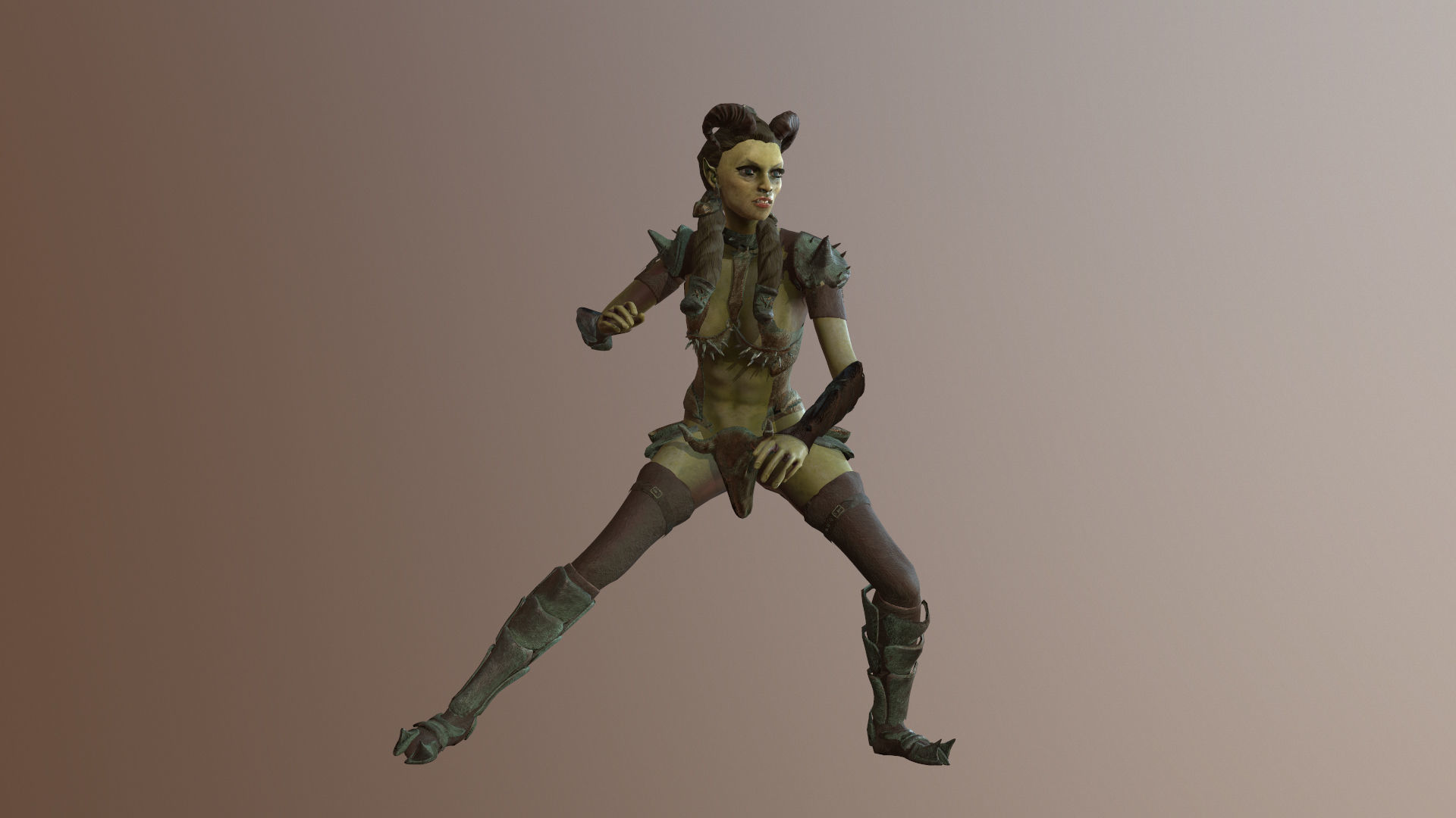 Orc Girls Low-poly 3D model_3