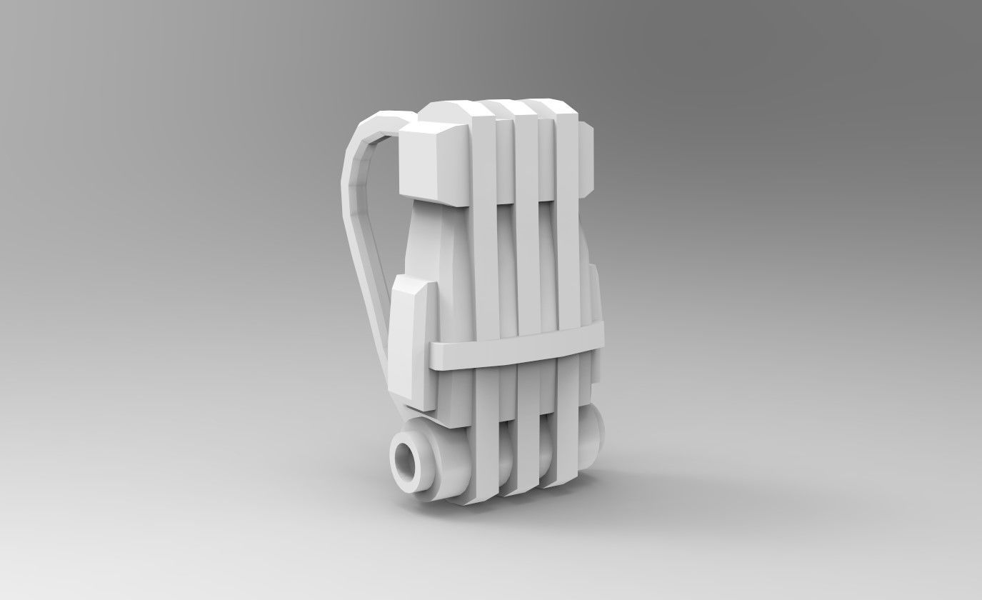 Sci-Fi Carbon Fiber Backpack - Character Design Low-poly 3D model_4