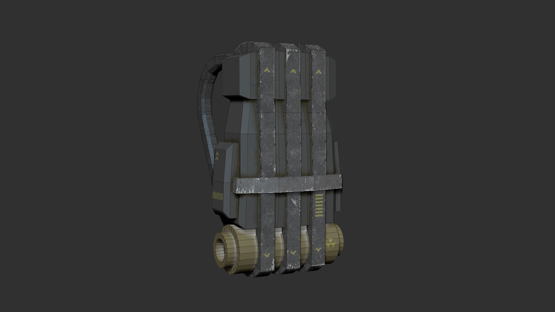 Sci-Fi Carbon Fiber Backpack - Character Design Low-poly 3D model_12